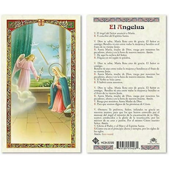 ANGELUS SPANISH HOLY CARD LAMINATED PRAYER CARDS