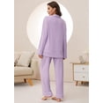 thumbnail image 4 of HEARTNICE Women Pajama Sets, Button Up Long Sleeve knit Sleepwear Soft Lounge Pjs,(Taro Purple,M), 4 of 4