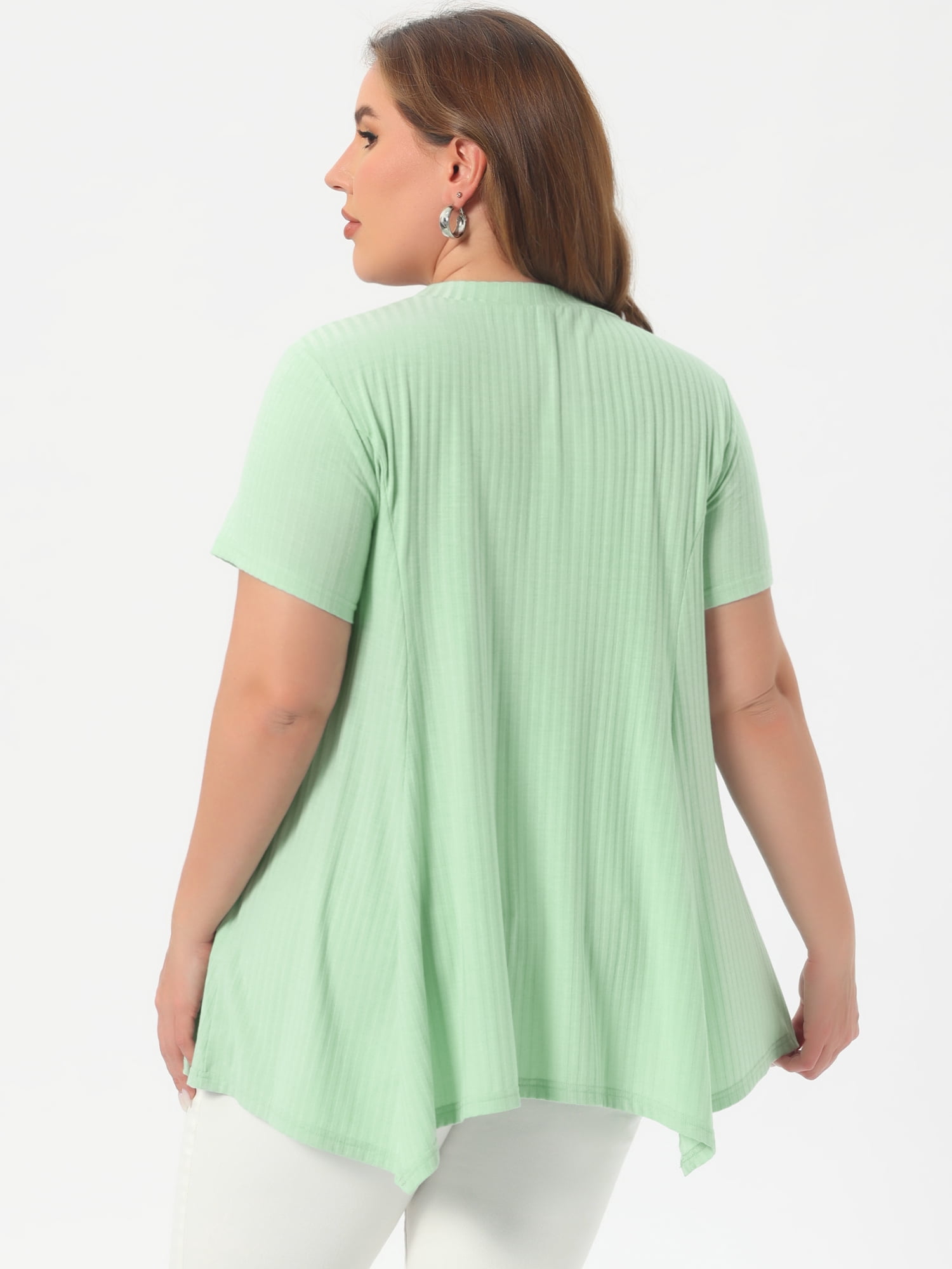 DARING DIVA Women's Plus Crew Neck Flowy Swing Loose Tunic Tops 2X Mint Green