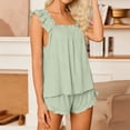 thumbnail image 4 of Womens Pajamas Set 2 Piece Ruffle Pjs Comfy Tank Tops and Shorts Sleepwear Casual Loose Comfy Summer Outfits, 4 of 7