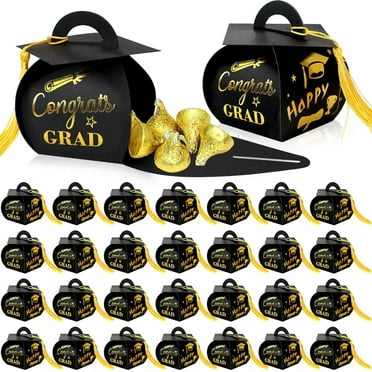 Style-Carry 30 Pcs Graduation Cap Gift Box, Graduation Party Favors, Candy Box with Tassel Graduation Centerpieces for Tables, 2025 Graduation Decorations