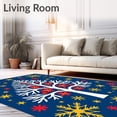 thumbnail image 2 of ODIKA 3'x5' Machine Washable Non-Slip Area Rug, Snowy Tree Embroidery with Festive Motifs and Accents High Traffic Rug with Pad, Blue, 621491, 2 of 8