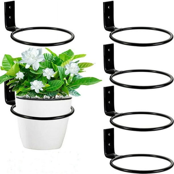 Decoración versátil para el hogar con anillo para macetas, diseño resistente a la oxidación y duradero que garantiza la longevidad, 6 piezas negras, 11 cm de diámetro para una experiencia de