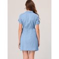 thumbnail image 5 of DARING DIVA Casual Button Front Summer Short Sleeve Dresses M Pale Blue, 5 of 6