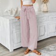 thumbnail image 6 of Clossjun Womens Striped Print Pants Drawstring Y2k Casual Daily Wear Athletic Pants Loose Fit Wide-Leg Lightweight Trousers With Pockets S, 6 of 6
