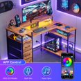 thumbnail image 4 of Satifur Computer Desk with Power Outlet & LED Light, Home Office Writting Desk for 2 Person 93" with Drawers & Monitor Stands, Rustic, 4 of 11