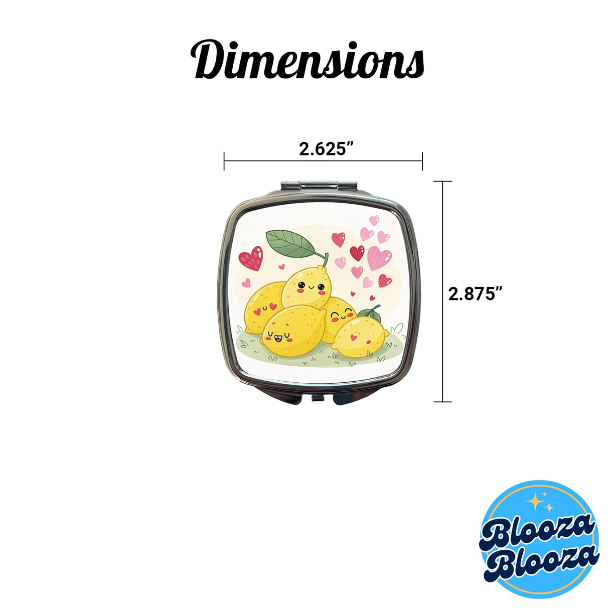 Kawaii Lemons And Hearts Travel Makeup Handbag Purse Small Pocket Compact Mirror