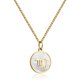 thumbnail image 3 of Tendencia 12 Signos del zodiaco Colgantes Efecto Fondo Joyas para eventos Oro con cadenas de concha de mármol Cadena de eslabones Collares de moda Sincero Hogar, 3 of 5
