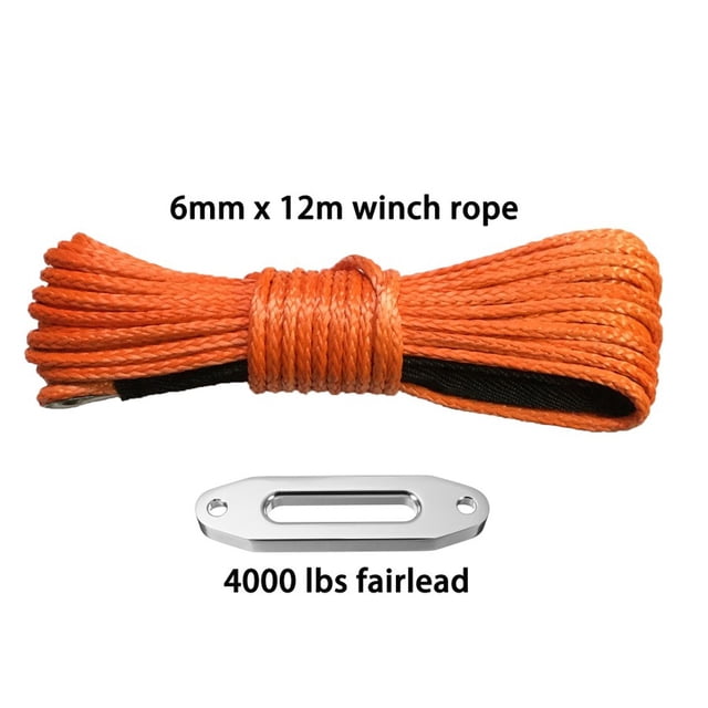 Synthetic Winch Rope/Cable 6MM*12M 4000LBS Fairlead ATV UTV Offroad Recovery ,Easy to Use