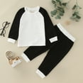 thumbnail image 2 of NIEWTR Toddler Baby Girl Outfits Long Sleeve Contrast Color Sweatshirt Contrast Color Pants or Skirt Autumn Winter Clothes Set, 2 of 4