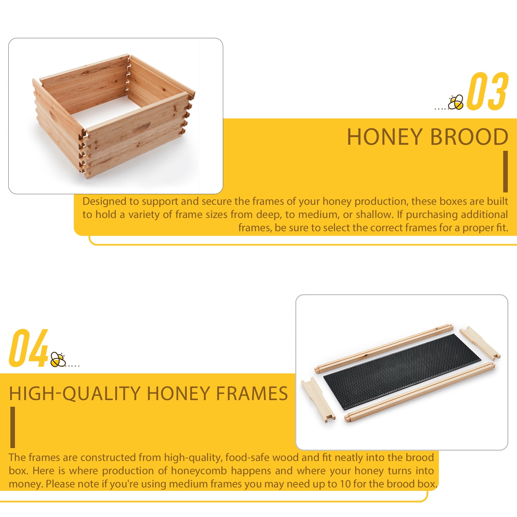 2-Layer 20-Frame Langstroth Hive Frame/Bee Hive Frame/Beehive Frames w/ Metal Roof for Beekeeping