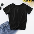 thumbnail image 2 of adviicd Strap Less Tops for Teen Girls Little Girls Tie Front Knot T Shirt Solid Short Sleeve Girls 14-16 Clothes, 2 of 5