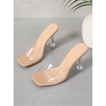 thumbnail image 3 of Fashion Sandals For Women, Clear Strap Pyramid Heeled Mule Sandals, 3 of 3
