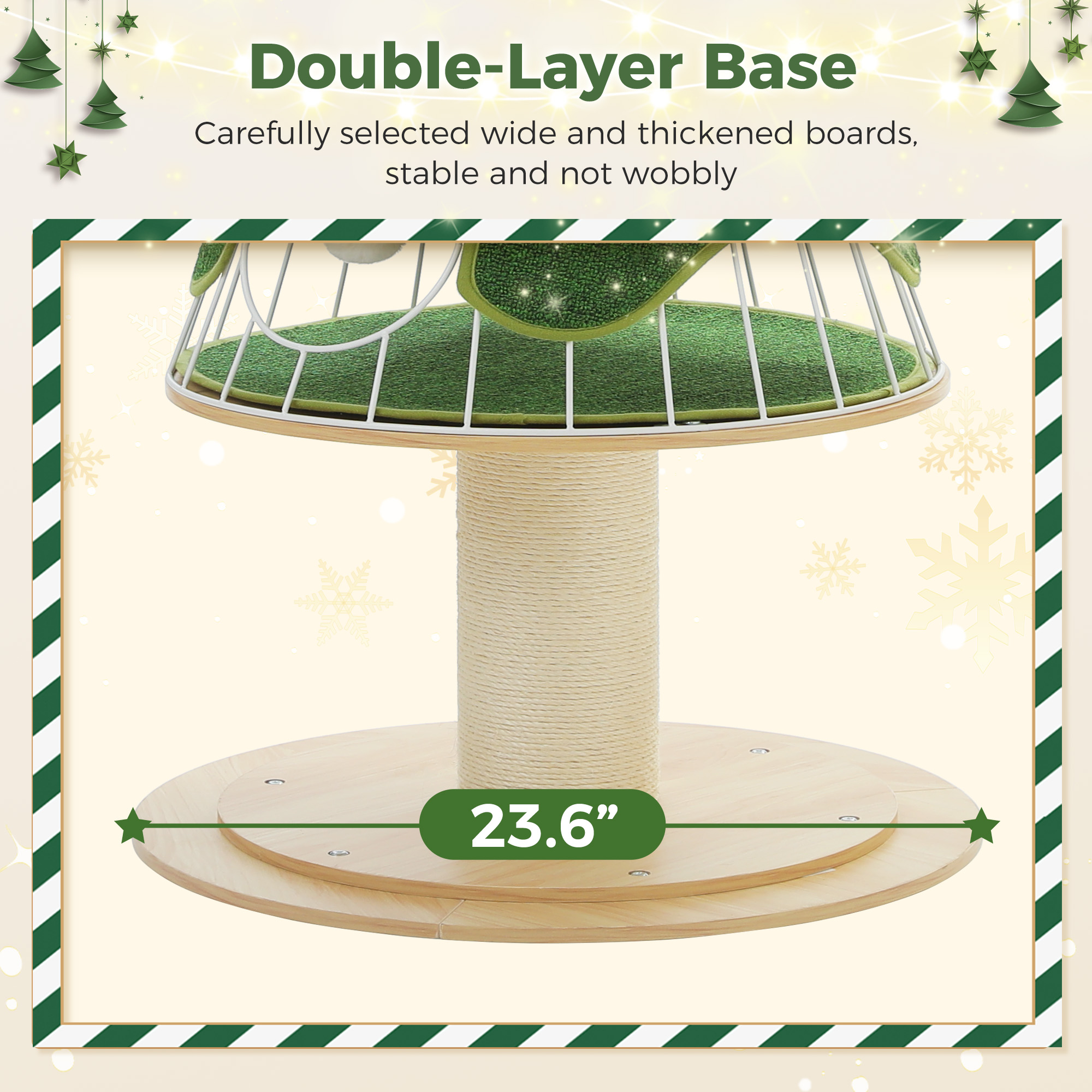 PAWZ Road 51.2" Christmas Cat Tree for Indoor Cat Modern Cat Tower with 3 Cat Condos and Scratch Post, Green