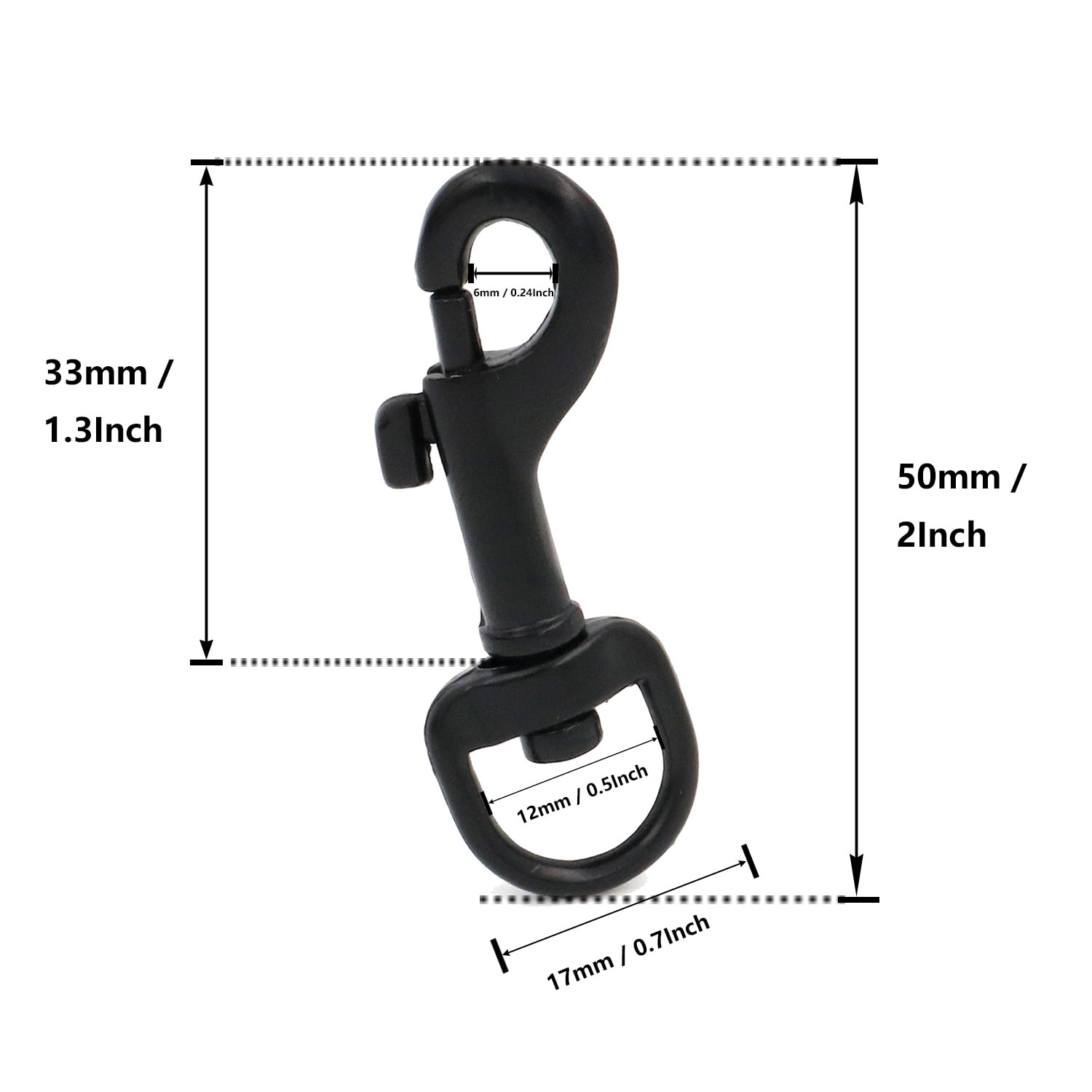 Fenggtonqii 0.5 Swivel Eye Bolt Snaps Trigger Hook Clips for Keys, Key  Chains, Tags and Lanyards, Black - Pack of 6 
