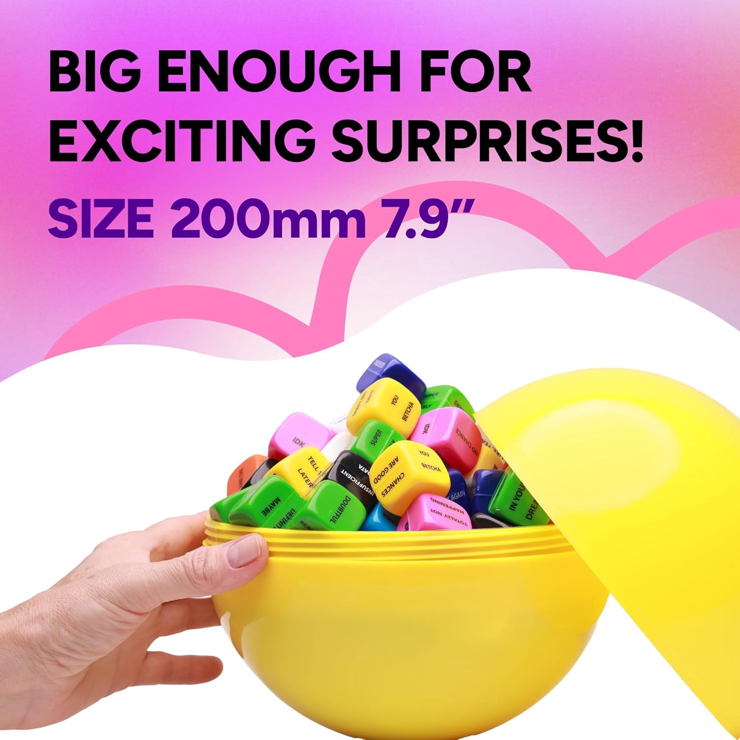 Big Claw Machine Capsules Colored Plastic Sphere Large Party Favor Containers Round 7 pcs 7.9 inch - Jumbo Plastic Christmas Ornaments Extra Large Gift Box Empty Craft Party Supplies Vending Capsules