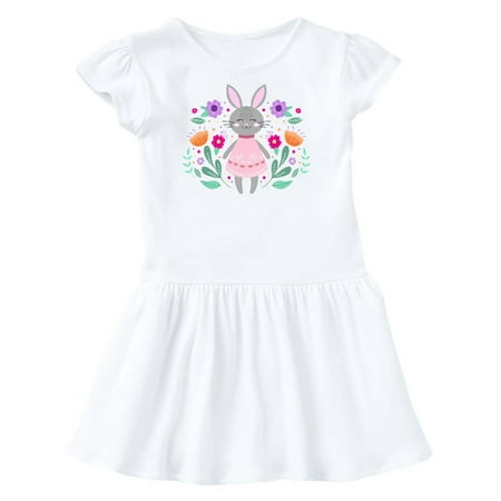 

Inktastic Easter Scandinavian Bunny with Flowers Gift Toddler Girl Dress
