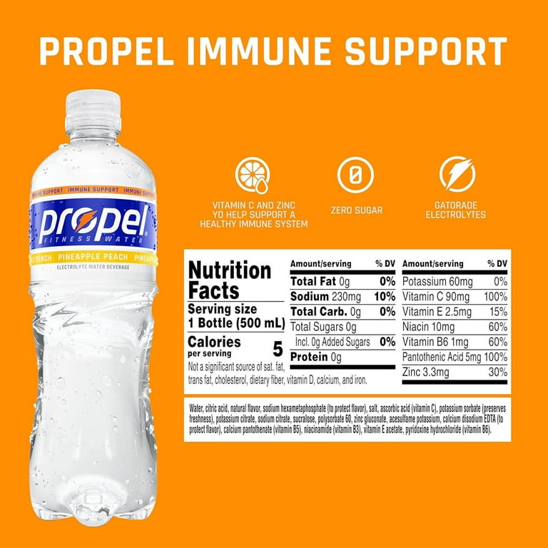 Propel Immune Support Pineapple Peach, 16.9 fl oz, 12 Pack photo 2