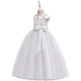thumbnail image 7 of Zwiiyzr 2025 7-14Y Girls Tulle Dress Bridesmaid Wedding Pageant Dresses Solid Color Sleeveless Bow Flower Mesh Puff Dress Princess Dress Birthday Party White, 7 of 7
