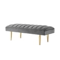 thumbnail image 3 of Posh Living Darian Tufted Velvet Bench with Metal Legs in Light Gray/Gold, 3 of 8