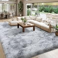 thumbnail image 3 of Janvonne 8x10 Fluffy Shag Area Rugfor Living Room Bedroom, Ultra Soft Plush Fuzzy Shaggy Non-Slip Carpet for Kids Girls Room Nursery, Cozy Indoor Home Decor, Tie-dye Silver Grey, 3 of 8