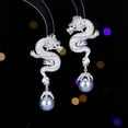 thumbnail image 2 of Zodiac Earrings, Pearl Zircon Inlay, Personalized Creative Design, Dragon Earrings., 2 of 11