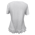 thumbnail image 6 of vigerkar Womens Fashion Short Sleeve Eyelet Tops Summer Casual Blouses Dressy Tops with Ruffle Hem (White, XL), 6 of 6