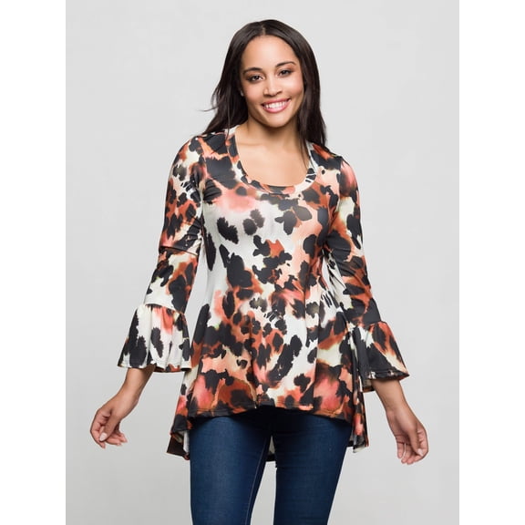 Womens Animal Print High-Low Top