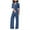 Blue, variant on Women's Jumpsuits Rompers & Overalls Long Sleeve Fashion Summer Solid Casual Suspender Jumpsuit with Zipper Ladies Jumpsuit