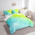 thumbnail image 2 of jejeloiu Blue Green Glitter Print 7-Piece Bedding Comforter Set Kids,Modern Minimalist Art King Bedding Sets For Girls,Reversible, 2 of 7