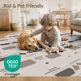 thumbnail image 4 of ODIKA 3'x5' Gray Geometric Patterned Design Washable Accent Rug Modern Abstract Motif with Accents Pet Friendly, Non-Shedding Mat for Bedside, Nursery Room, 4 of 7