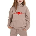 thumbnail image 4 of Khaki Kids 2-Piece Lounge Set, Heartbeat Hoodie & Joggers, Unisex Tracksuit for Boys Girls 4-12 Years Soft Fleece Loungewear,Size 3-4T, 4 of 5