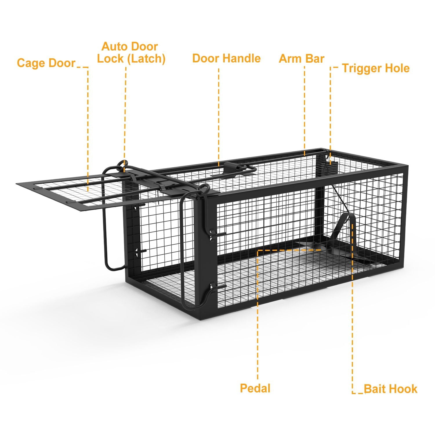 2Pcs Humane Mouse Trap Cage, High Sensitivity Gravity Pedal Galvanized Steel Rodent Trap, Rust-Proof Reusable Live Animal Cage for Indoor Outdoor