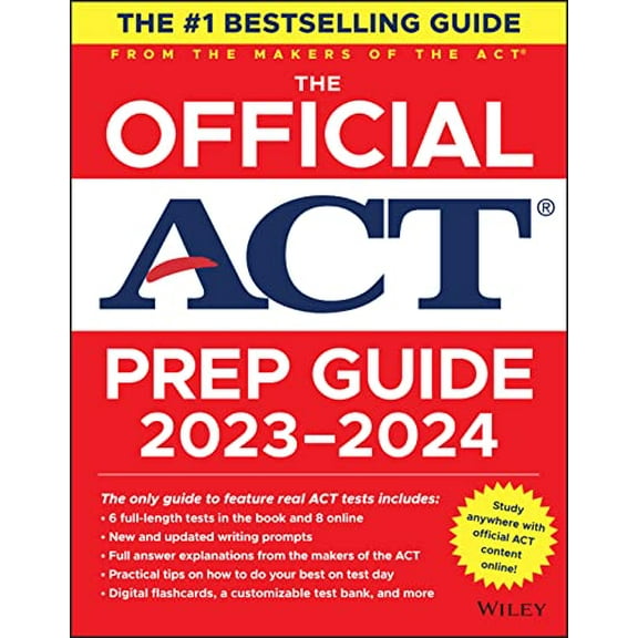 Pre-Owned The Official ACT Prep Guide 2023-2024: Book   8 Practice Tests   400 Digital Flashcards   Online Course (Paperback) 1394196504 9781394196500