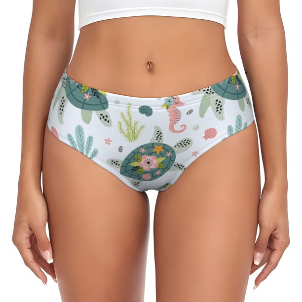 Fotbe Sea Animal Calzones Estampados para Mujer – Ropa Interior de Algodón, Cómoda, Suave y Elástica-Medium