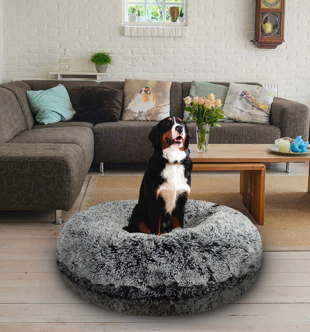 Bessie and Barnie Signature Midnight Frost Luxury Shag Extra Plush Faux Fur Bagel Pet/ Dog Bed