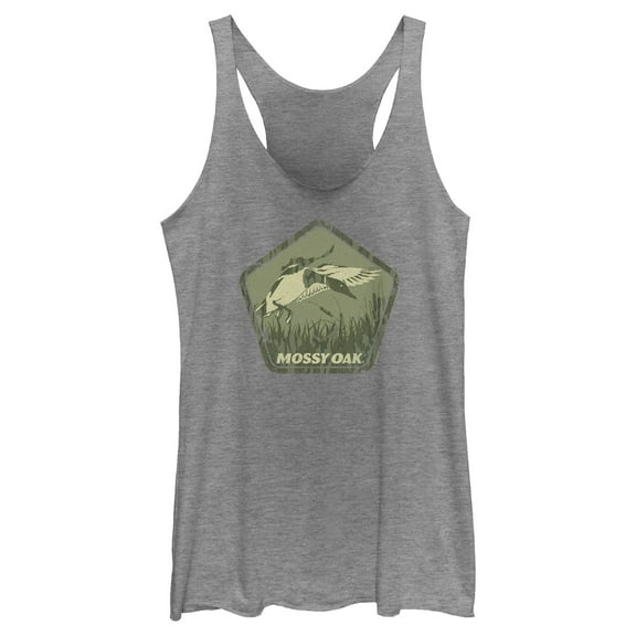 Women's Mossy Oak Mallard Green Badge  Racerback Tank Top Gray Heather X Large