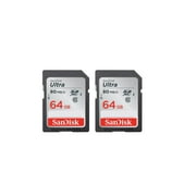 SanDisk SDSDUUC-064G-AULI2 Ultra 64GB SDHC UHS-I Class 10 Memory Card (2 pack)