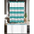 thumbnail image 6 of No Hook Cloth Fabric Shower Curtain with Snap in Liner, Teal Stripes Waterproof Shower Curtains Set with See Through Top Window, Modern Minimalist Horizontal Ombre Lines Bath Curtains Shower 72"x72", 6 of 6