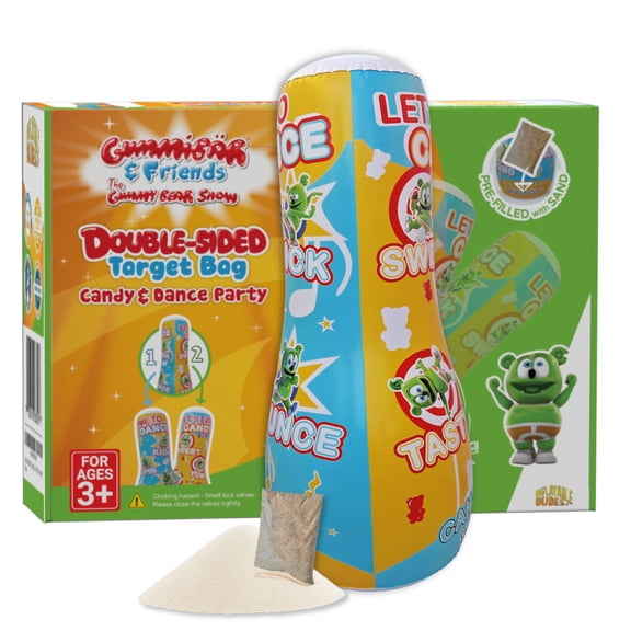 INFLATABLE DUDES Gummibar and Friends Target Kids Punching Bag- 47 inch| Filled w/ Sand