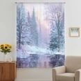 thumbnail image 3 of Winter Forest Sheer Curtains 72 Inches Long, Natural Forest Lake Snow Scene Colorful Light Filering Curtains, Breathable Simi Curtain Privacy Drapes for Living Room Bedroom Window Treatment, 3 of 9