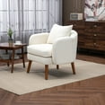 thumbnail image 3 of Modern Accent Chair Lounge Chair,Armchair with Wood Frame and Legs,Leisure Barrel Chair for Living Room Home Office,Beige, 3 of 7