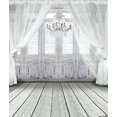thumbnail image 2 of GreenDecor 5x7ft Retro Bedroom Photography Backdrops White Lace Curtain Photo Background Light Gray Wood Floor and Chandelier Backdrops for Studio Photo Props, 2 of 4