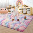 thumbnail image 3 of Alfombra ISEAU Rainbow, 91 x 152 cm, esponjosa, diseño de unicornio kawaii, 3 of 8