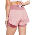thumbnail image 2 of FEDTOSING Women's 2 in 1 Running Shorts Workout Athletic Gym Shorts with Phone Pockets Pink,up to Size 2XL, 2 of 7
