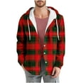 thumbnail image 1 of WRKEKC Mens Plaid Jacket Printed Button Drawstring Pockets Long Sleeve Hooded Casual Sweatshirt Jacket Outerwear for Men, 1 of 5