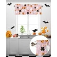 thumbnail image 5 of Halloween Valances for Windows Pink Cute Ghost Pumpkin Window Curtain Rod Pocket Skull Black Cat Holiday Window Treatment Decor Valances for Kitchen Living Room Bedroom 42x12in, 5 of 7