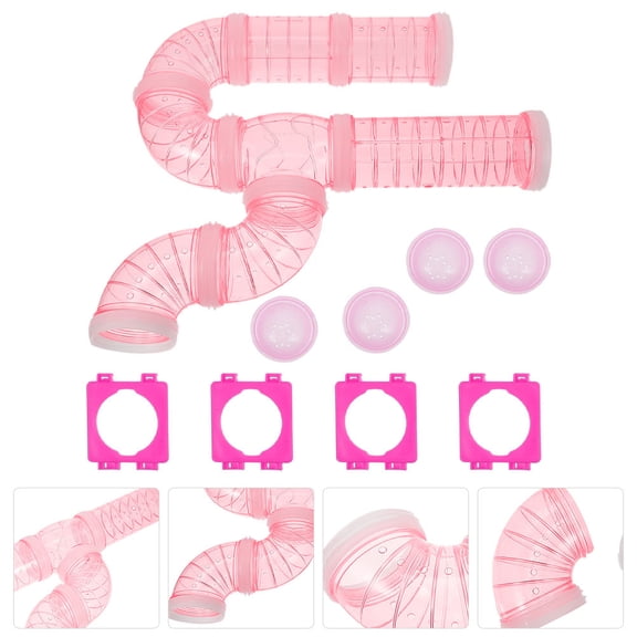HEMOTON  Hamster Cage Tunnel Small Animals Tube Toy Pet Supplies Pink