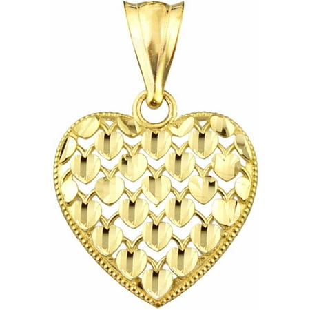 Handcrafted 10kt Gold Diamond-Cut Heart Charm Pendant