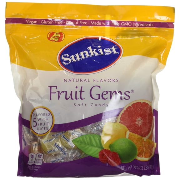Sunkist Fruit Gems Soft MFF30 Candy, Assorted Natural Flavors, 2-lb